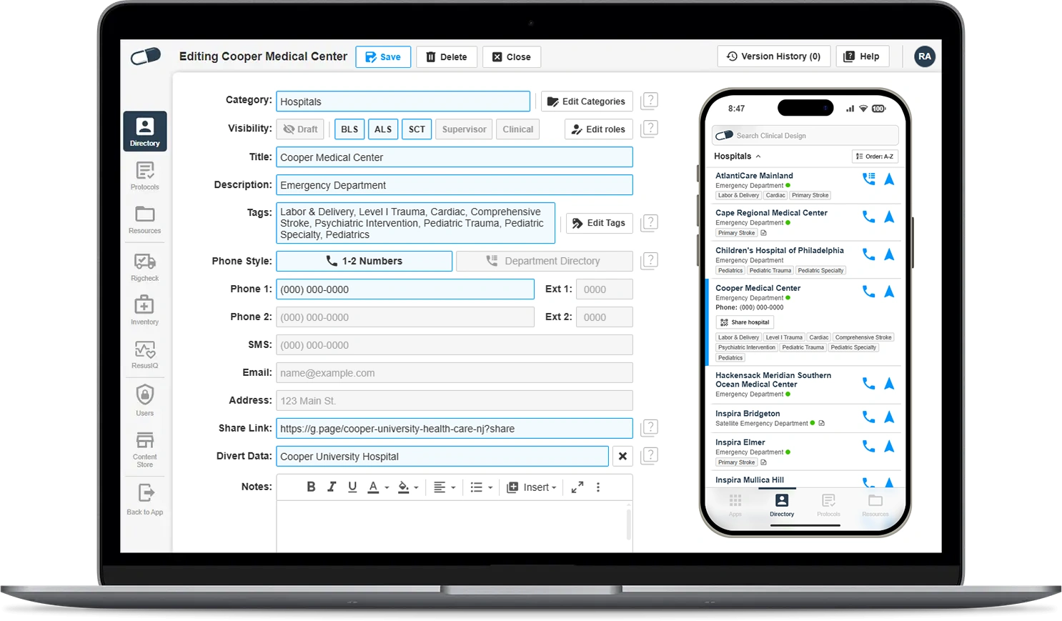 A screenshot of the Clinical Design app